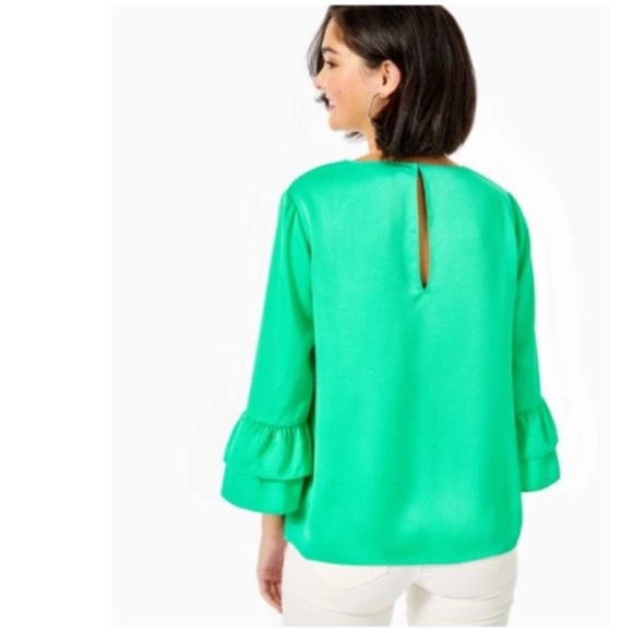 NWT Lilly Pulitzer juniper green Christie top sz lg - Picture 2 of 9